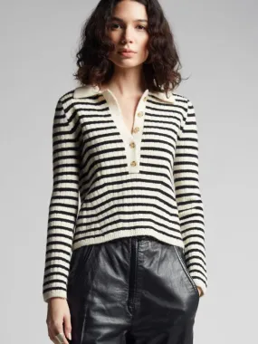 Elliot Stripe Sweater in Black/Ivory