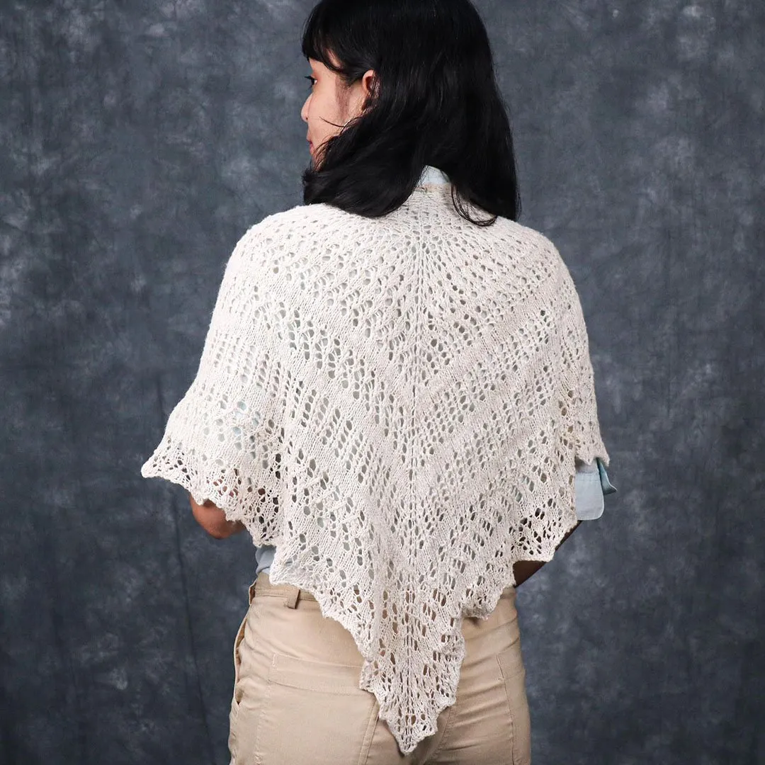 Eri Silk Pearl Triangle Shawl For Women