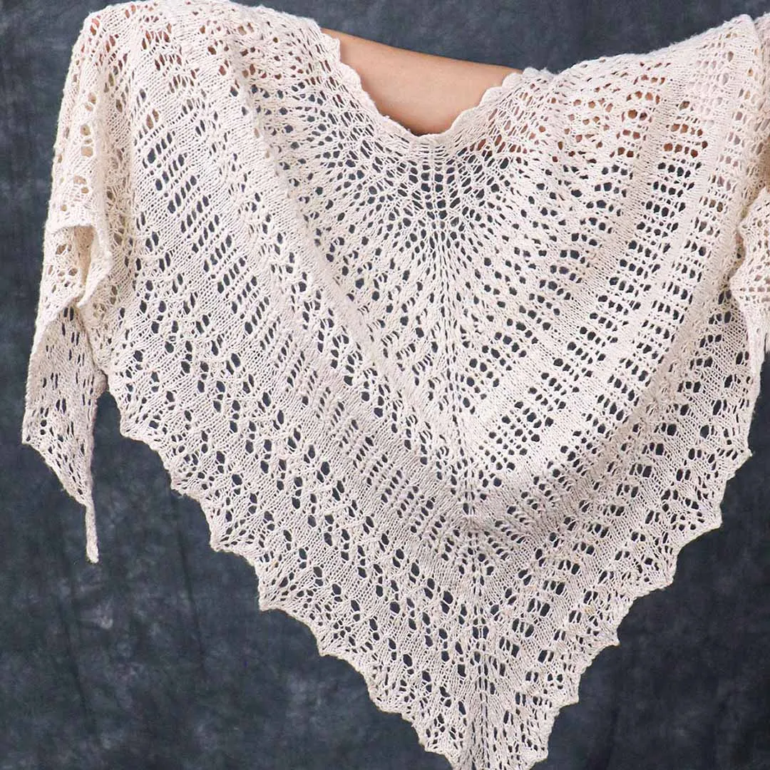 Eri Silk Pearl Triangle Shawl For Women