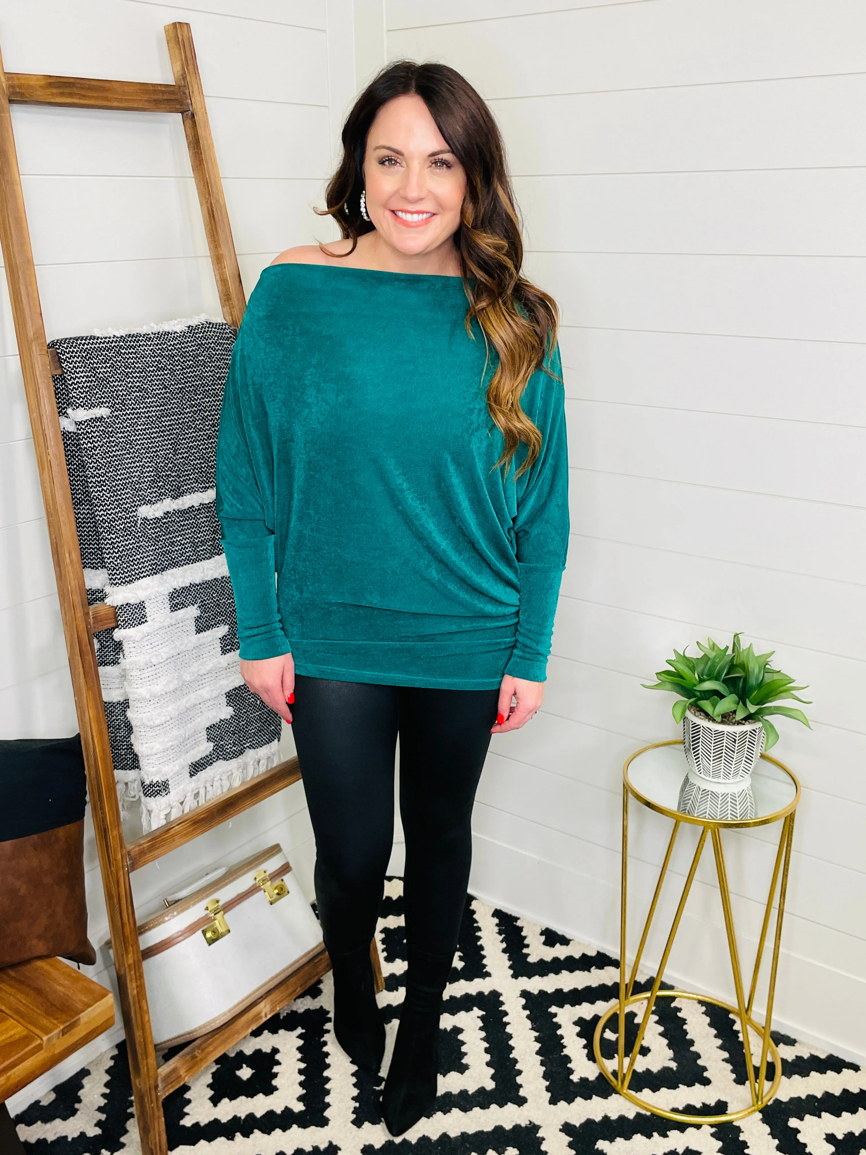 Feeling Foxy Slinky Boatneck Tunic: 2 Colors