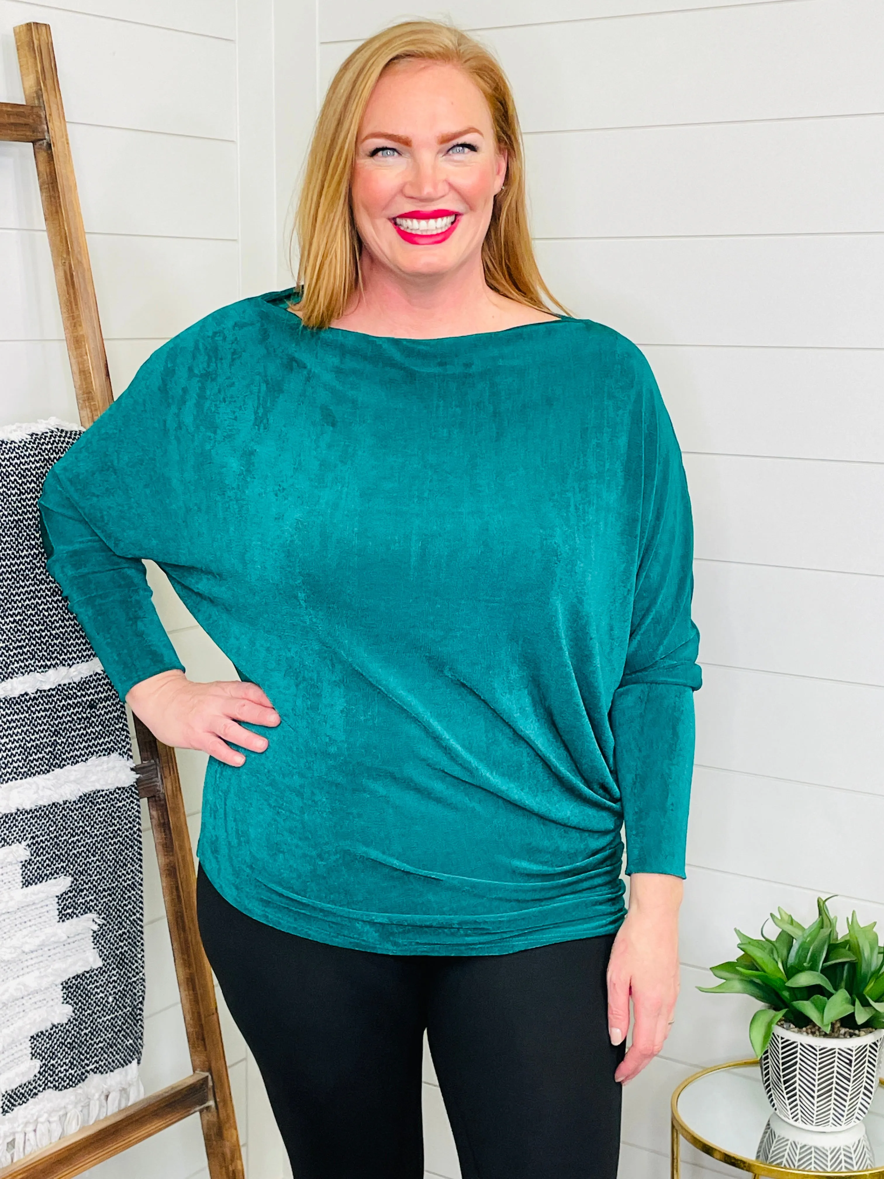 Feeling Foxy Slinky Boatneck Tunic: 2 Colors