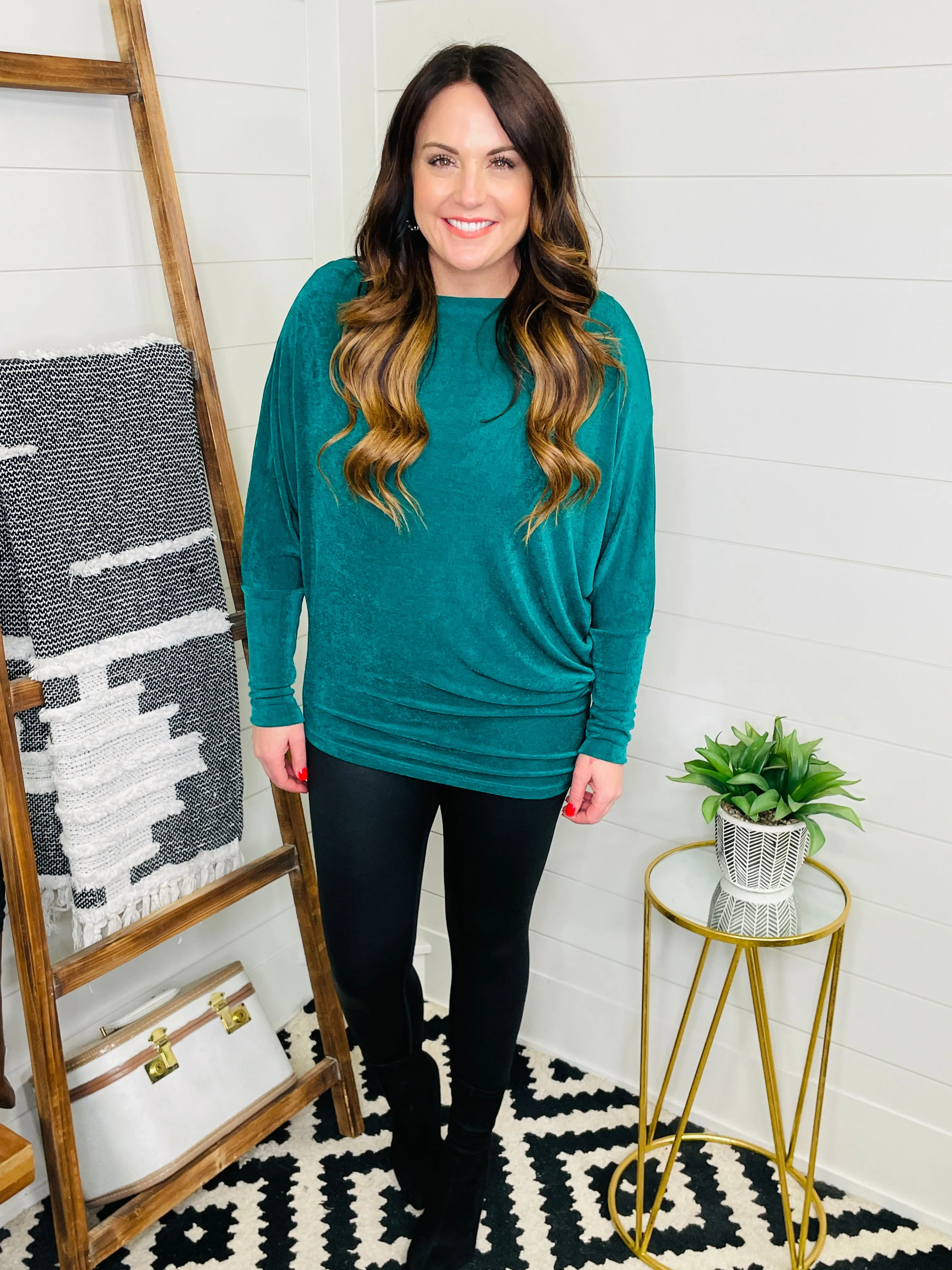 Feeling Foxy Slinky Boatneck Tunic: 2 Colors