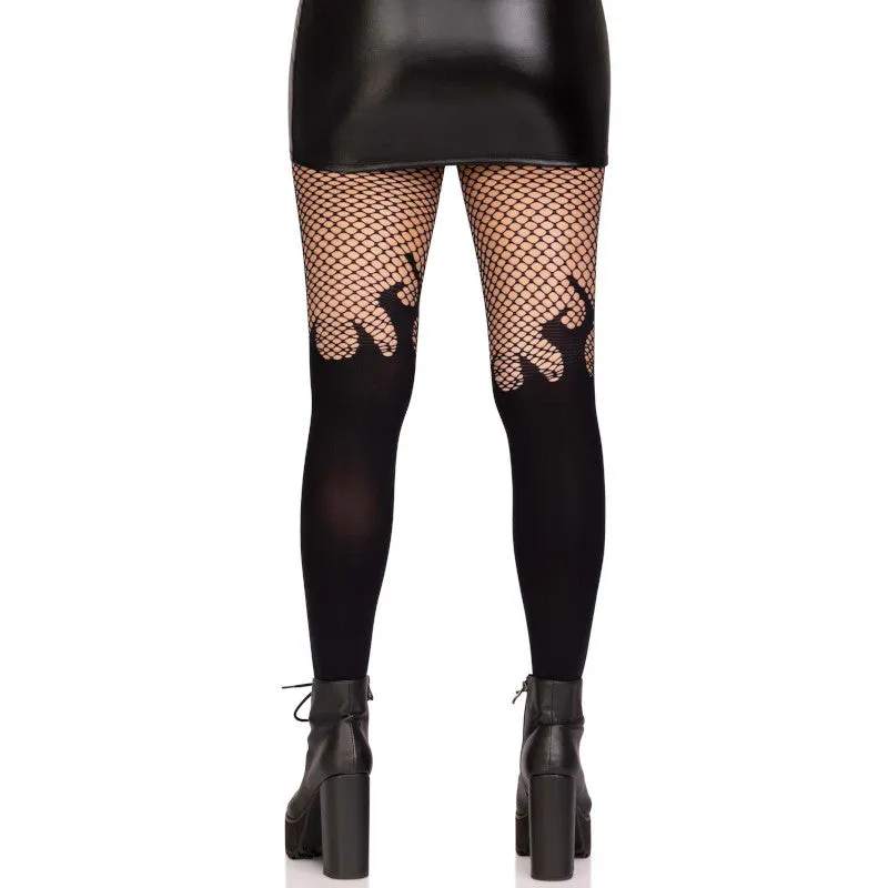 Flame Fire Tights Fishnet Top - Leg Avenue