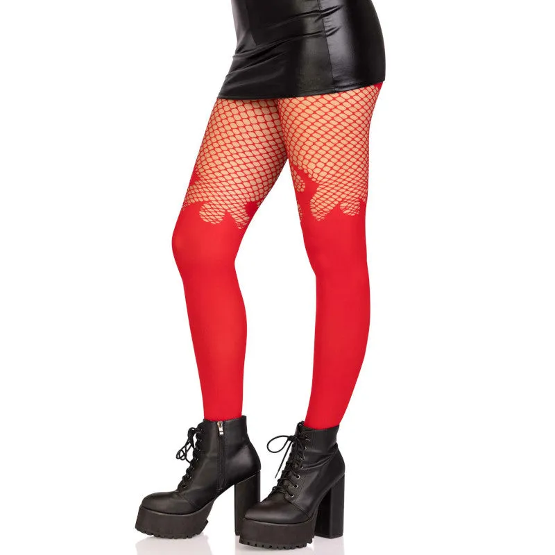 Flame Fire Tights Fishnet Top - Leg Avenue