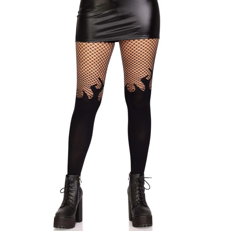 Flame Fire Tights Fishnet Top - Leg Avenue