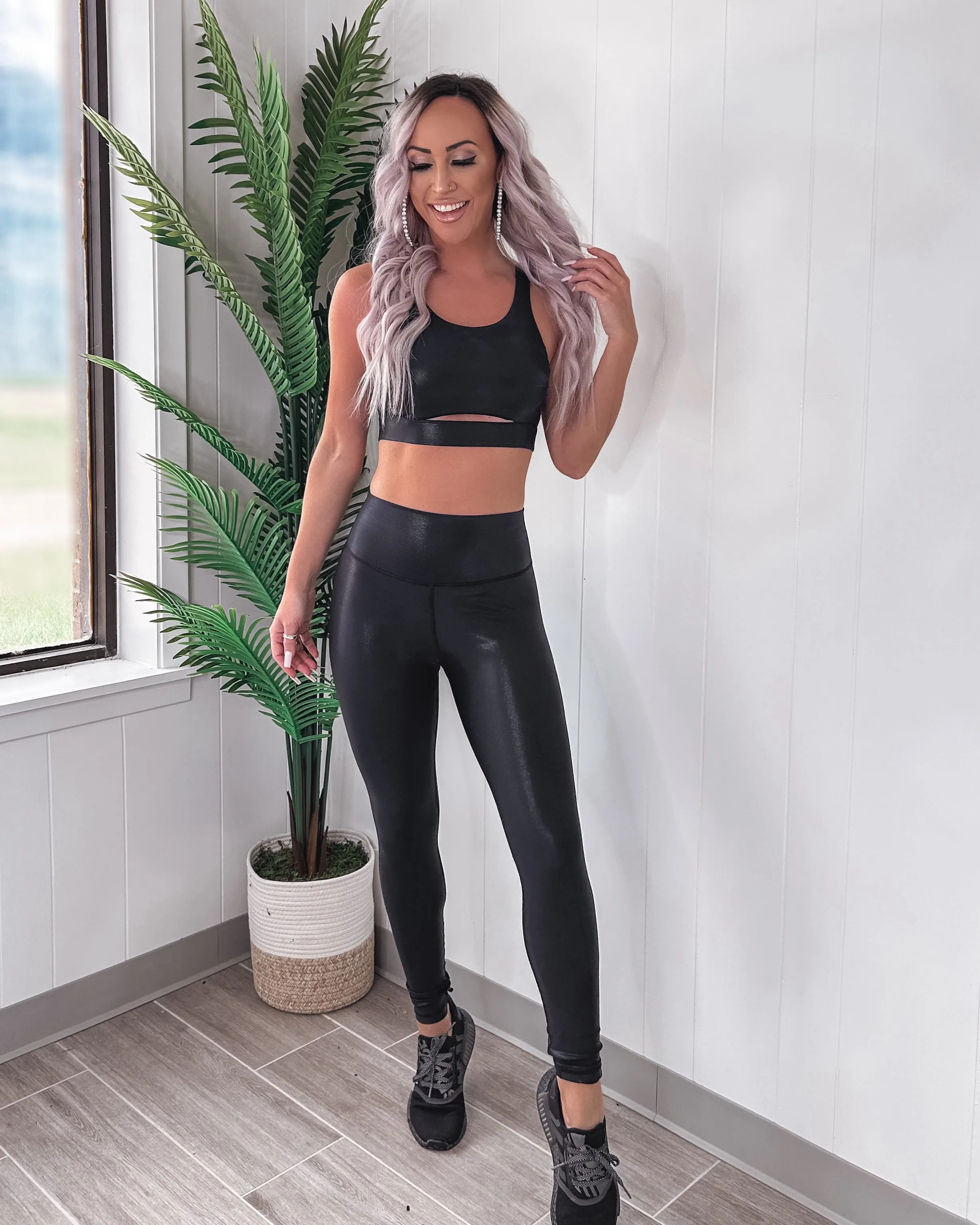 FlexiFit Athletic Leggings - Black Metallic