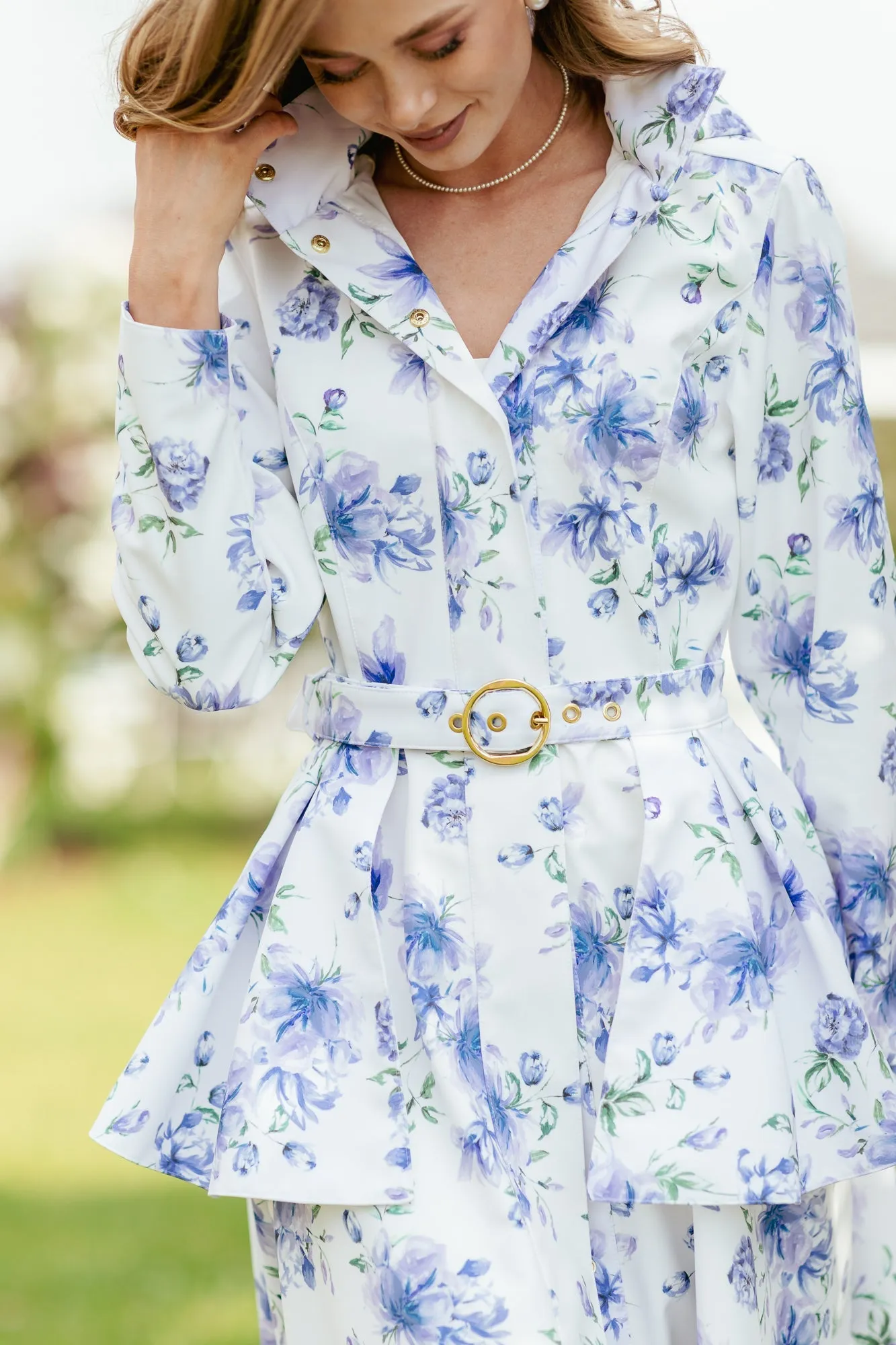 Floral White Raincoat White