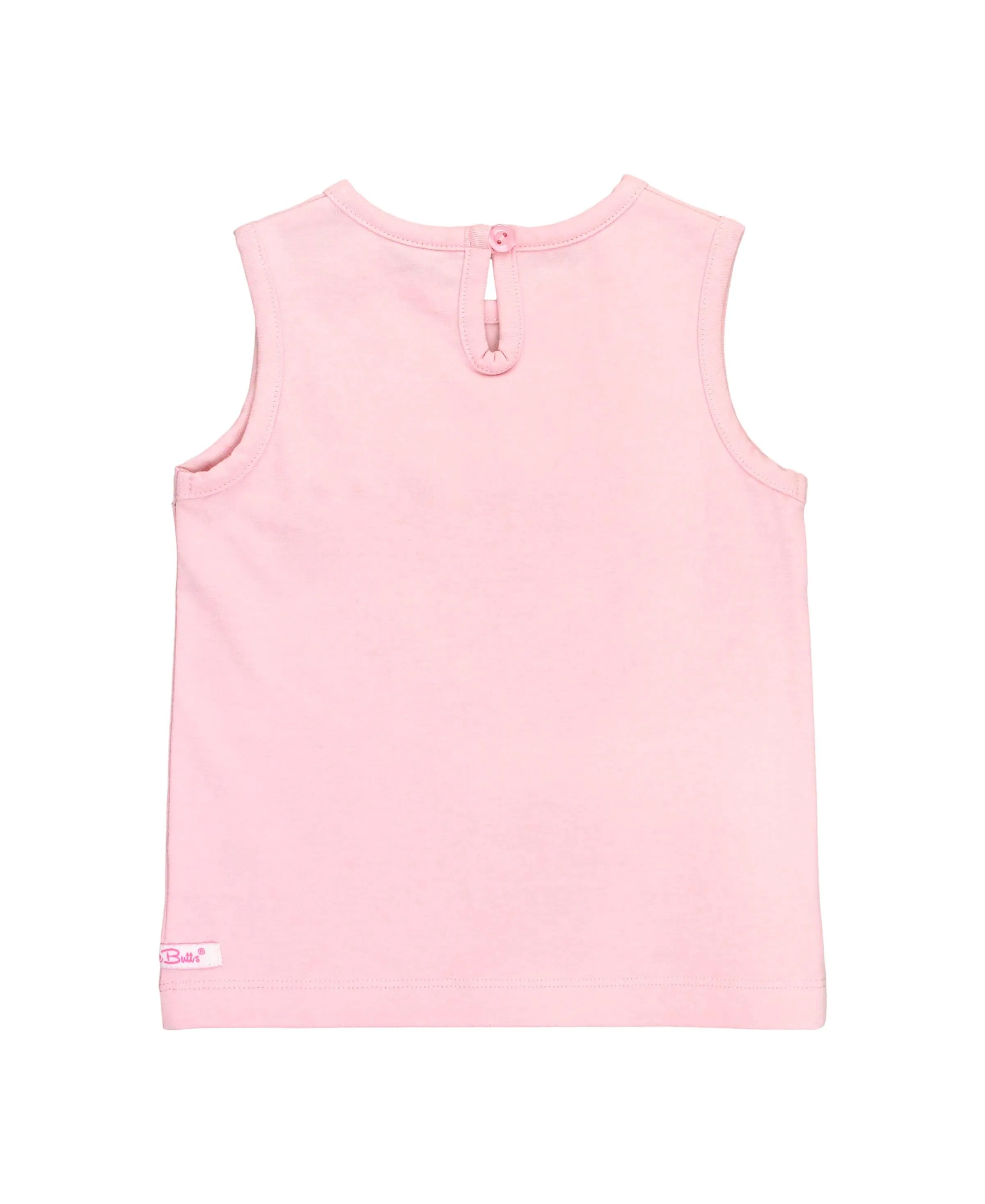 Girls Pink Knit Ruffle Trim Tank