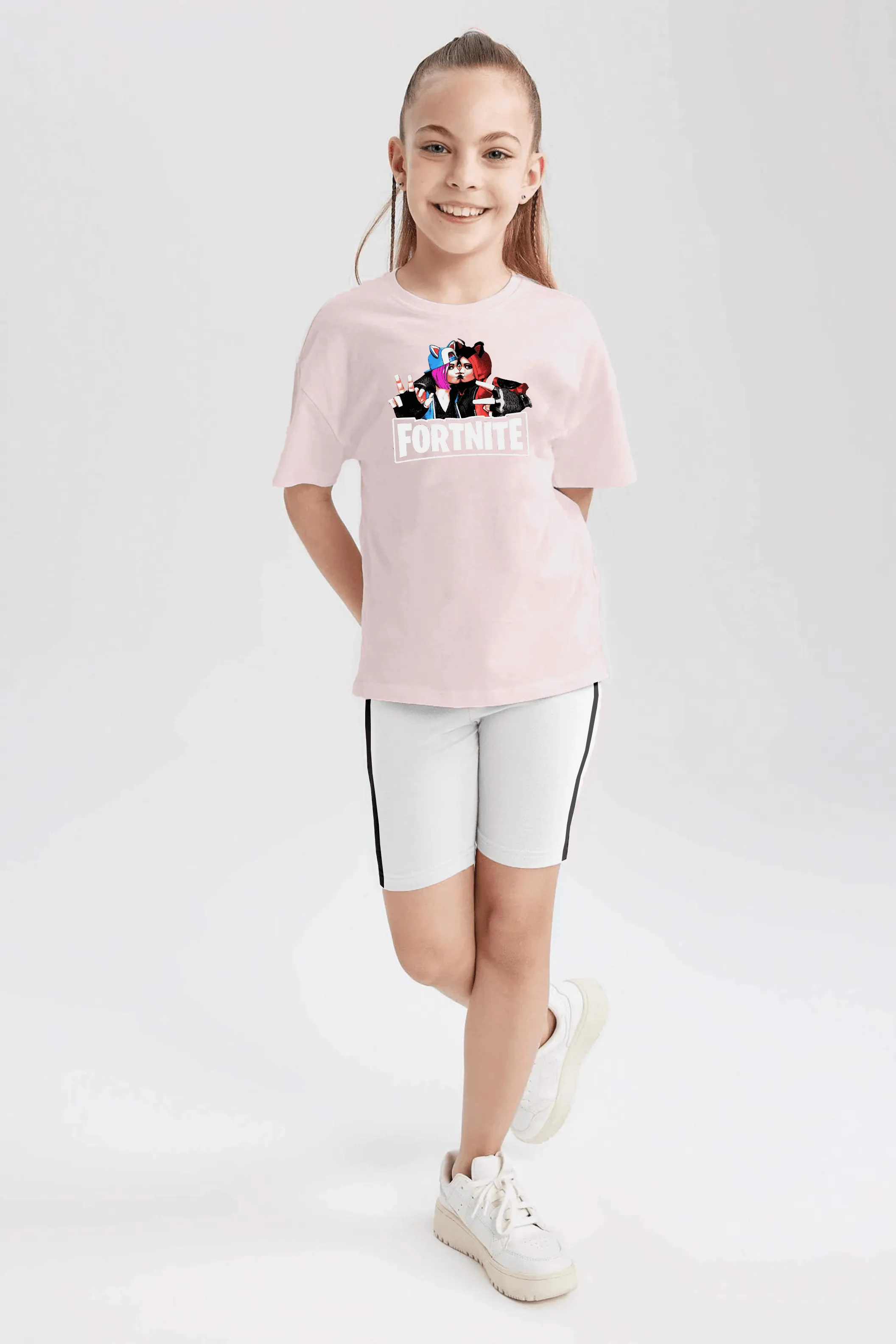 Girls T-shirt and Short legging set white