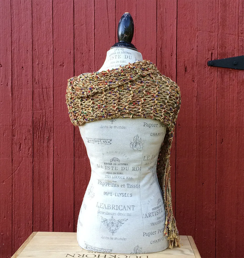 Golden Tweed Shawl w/Fringe