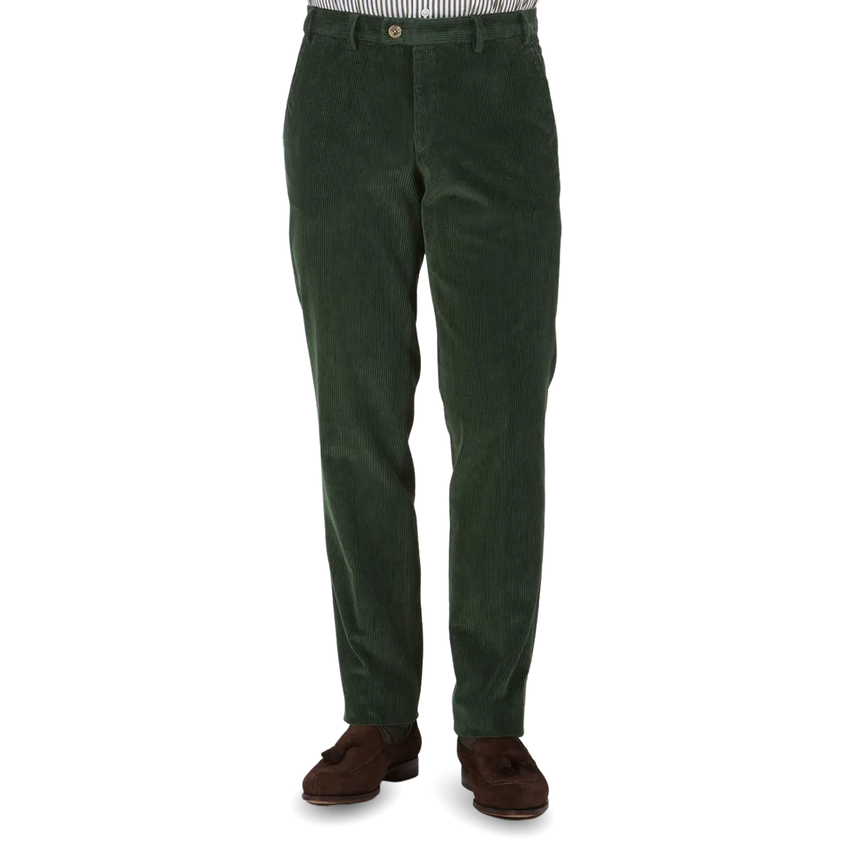 Green Cotton Corduroy Regular Fit Chinos