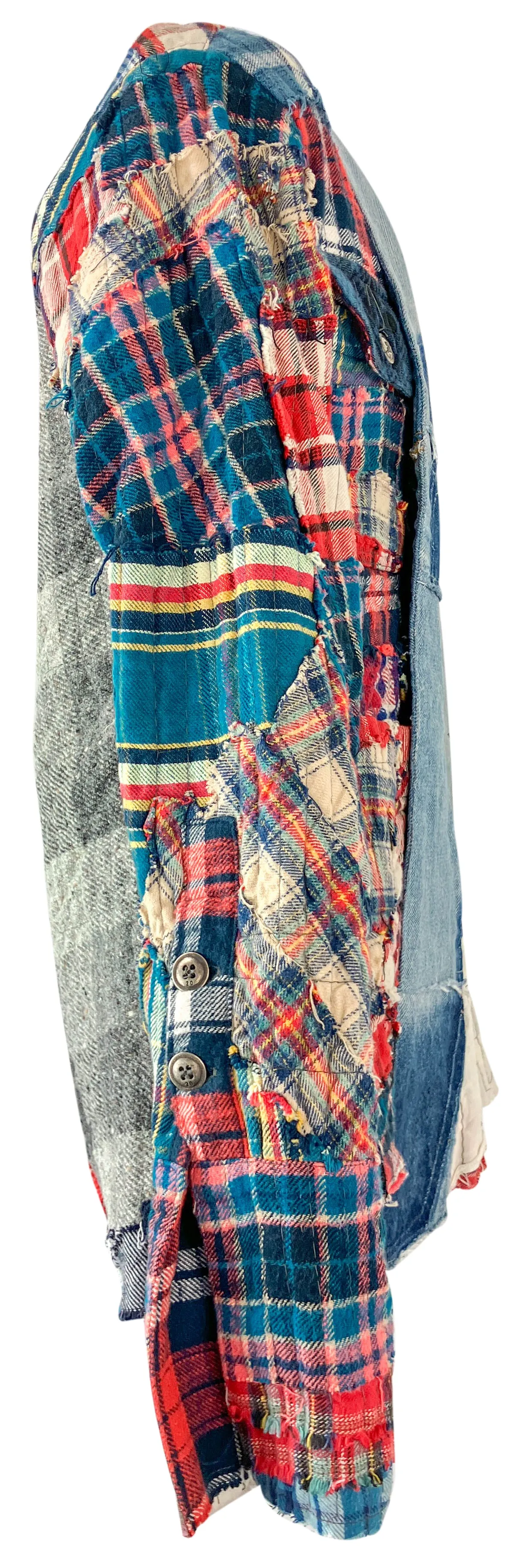 Greg Lauren Plaid Stitchwork Jacket in Multi