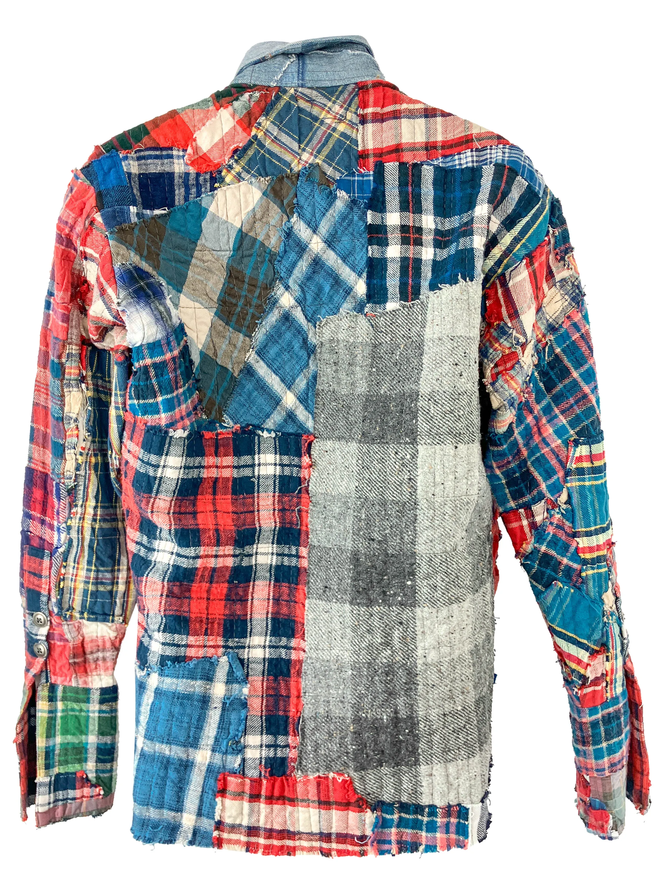 Greg Lauren Plaid Stitchwork Jacket in Multi