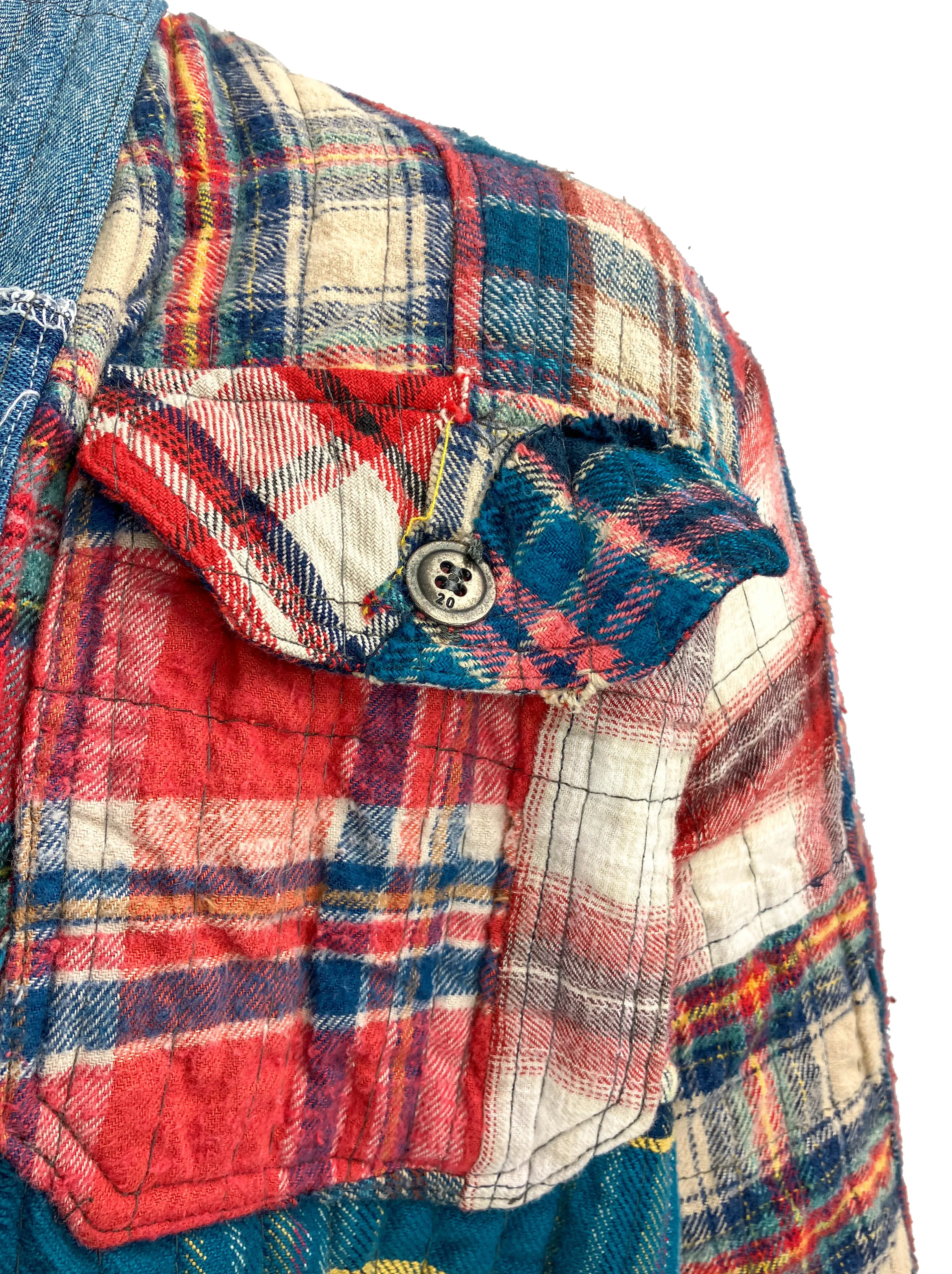 Greg Lauren Plaid Stitchwork Jacket in Multi