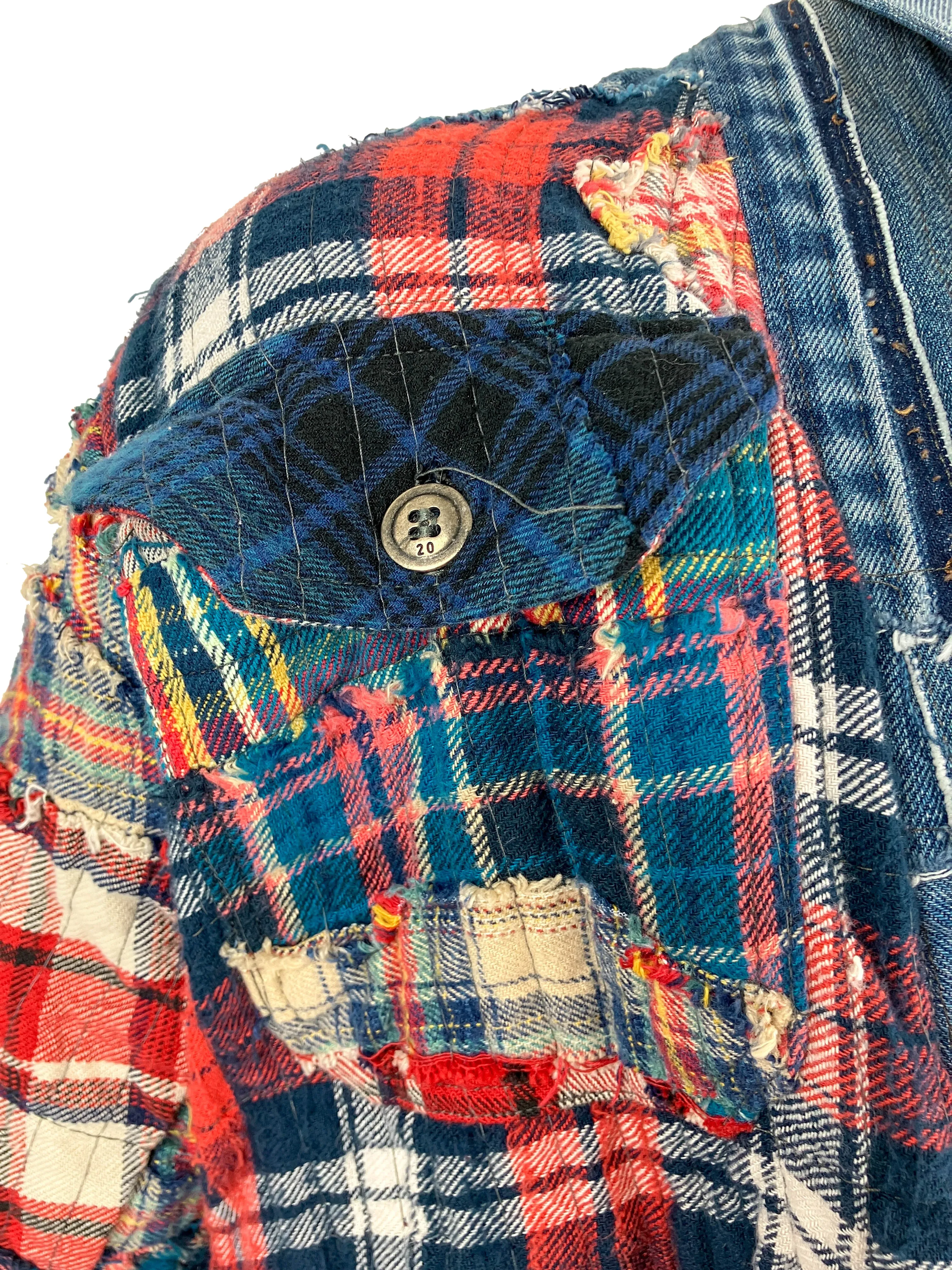 Greg Lauren Plaid Stitchwork Jacket in Multi