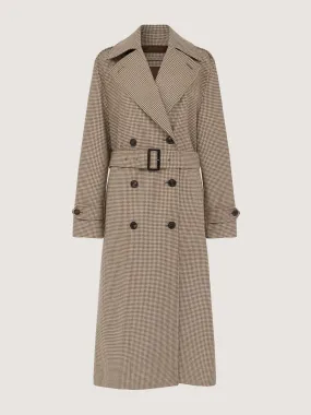 Hanover trench coat in Walnut houndstooth