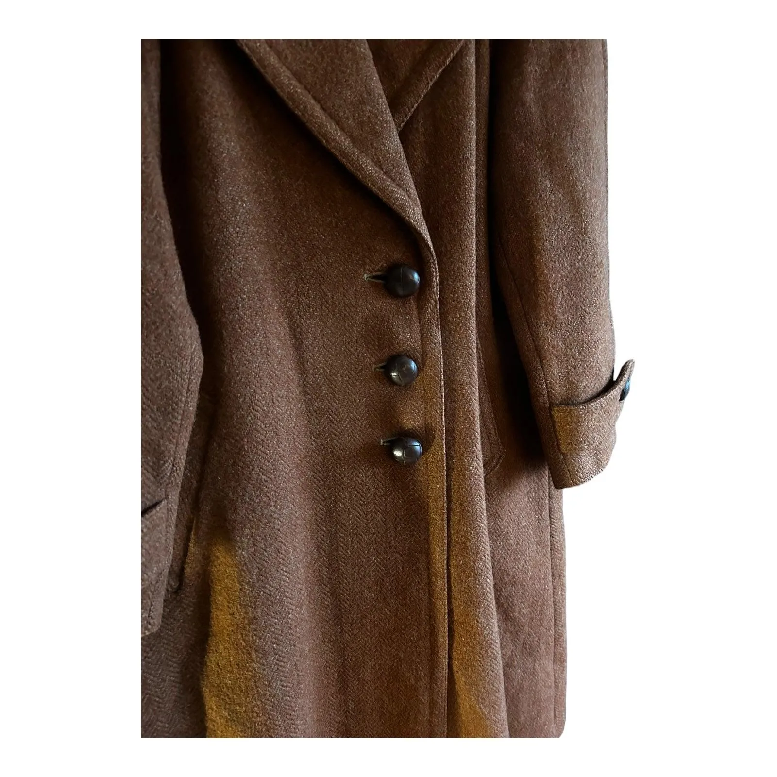 Harris Tweed Long Sleeved Brown Coat UK Size 14