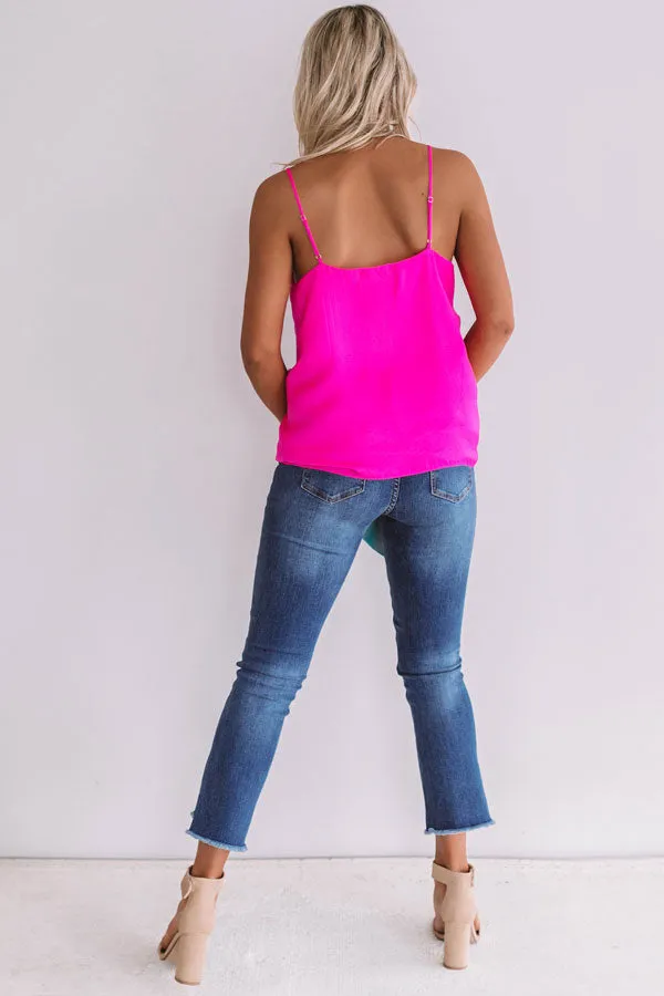 Heat Of The Moment Lace Tank In Hot Pink