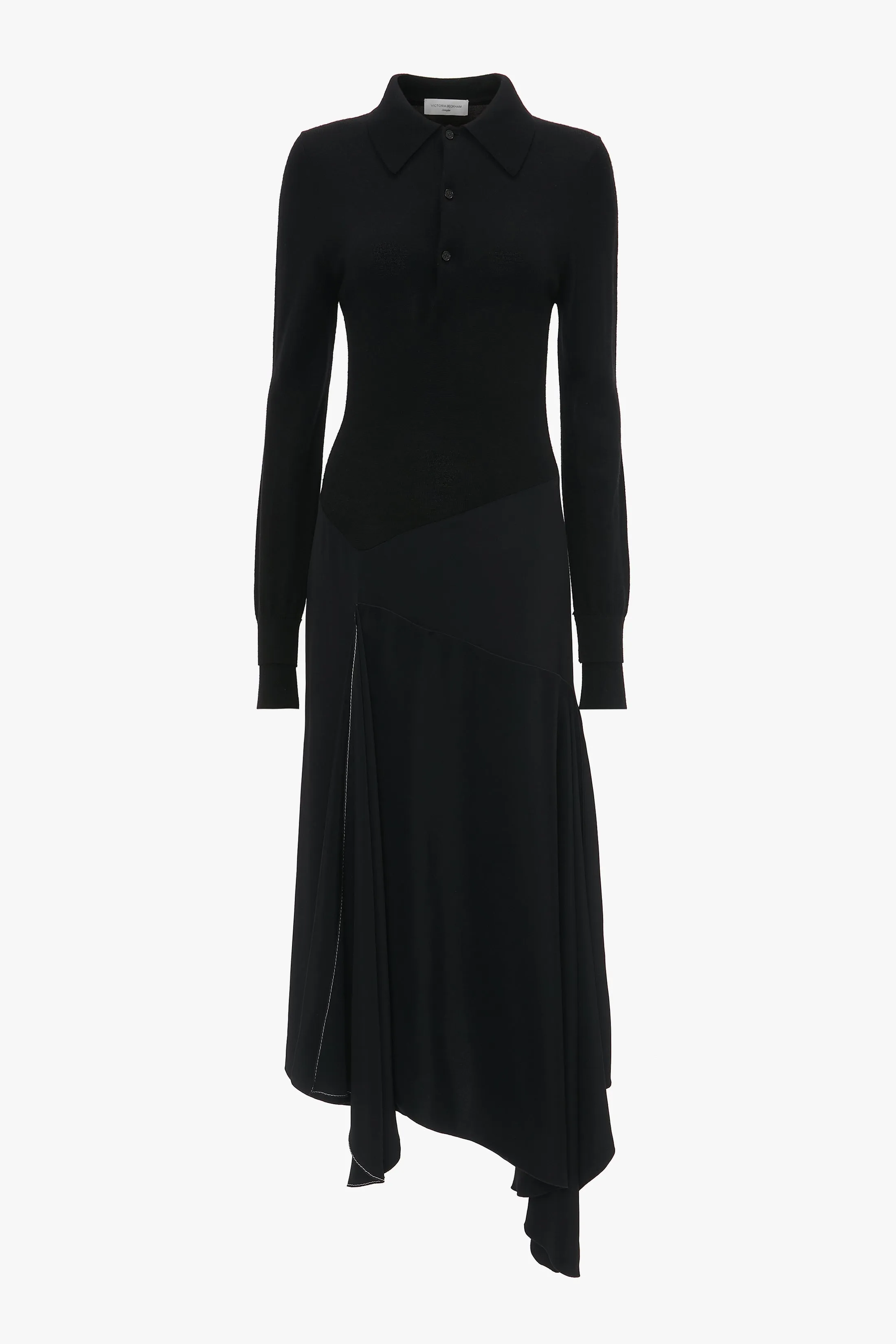 Henley Shirt Dress In Black