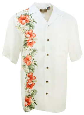 Hibiscus Panel Mens Shirt in Off White