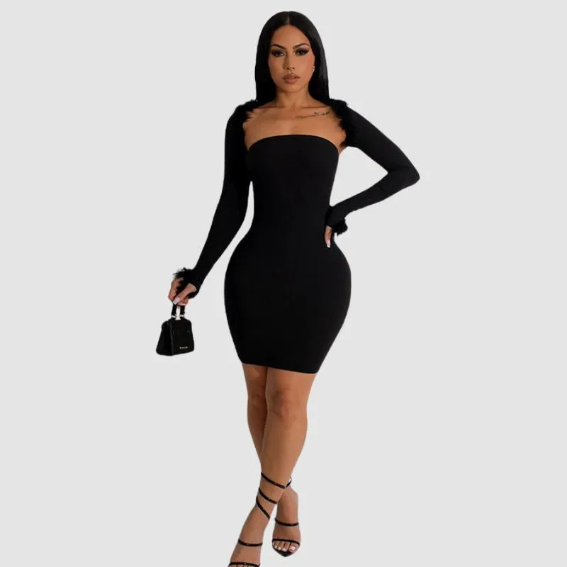 High Elastic Breast Wrap Dress Set