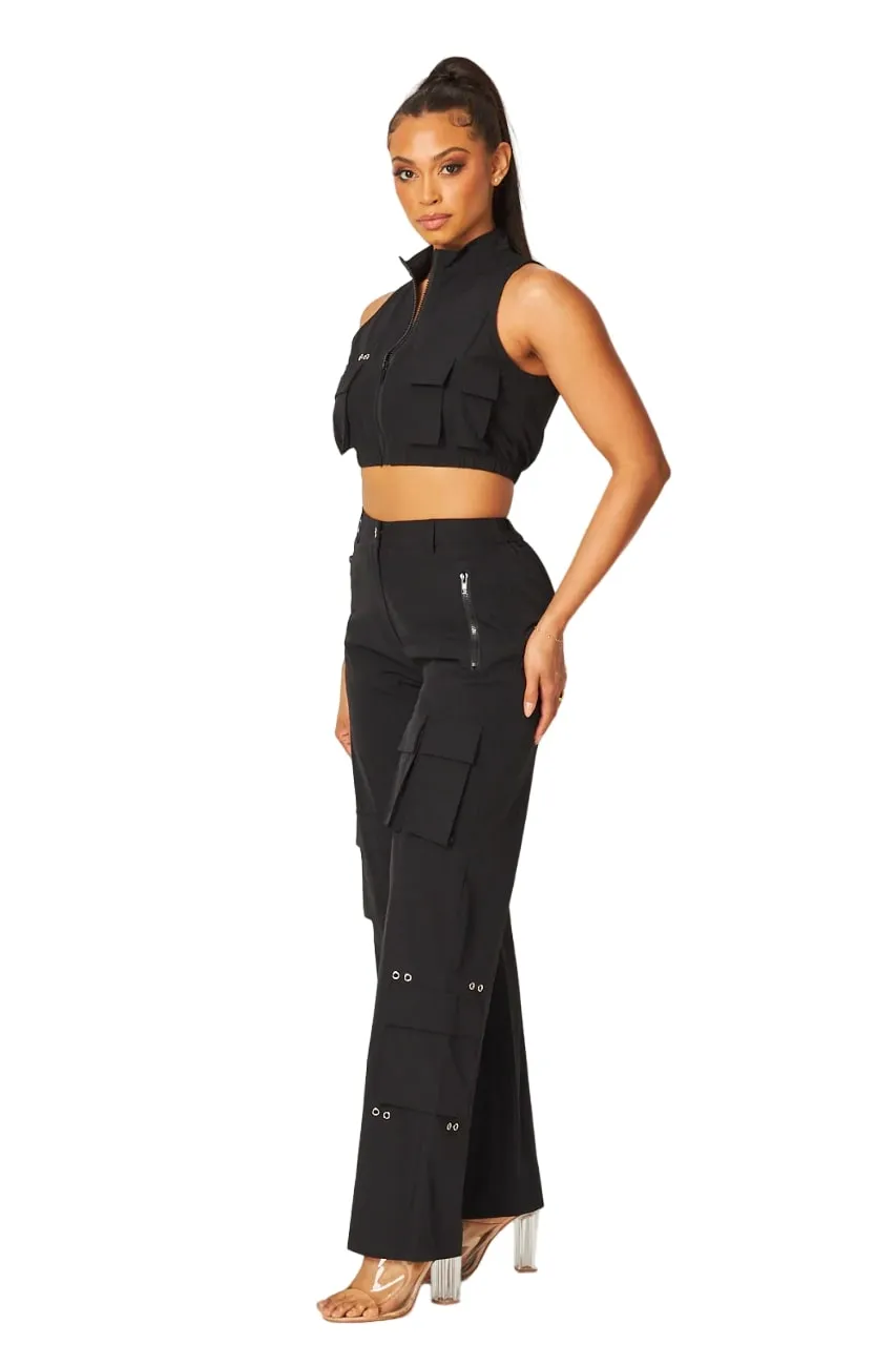 Hot & Delicious Women's Nalini Nylon Cropped Cargo Vest