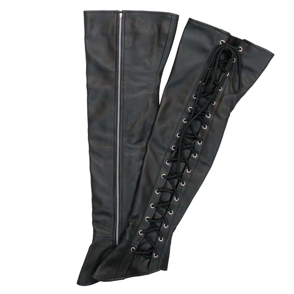 Hot Leathers LCU1003 Ladies Black Lambskin Leather Leggings with Black