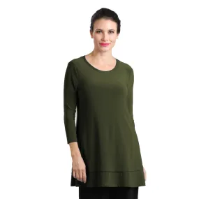 IC Collection Stretch Knit Tunic in Olive - 1484-OLV