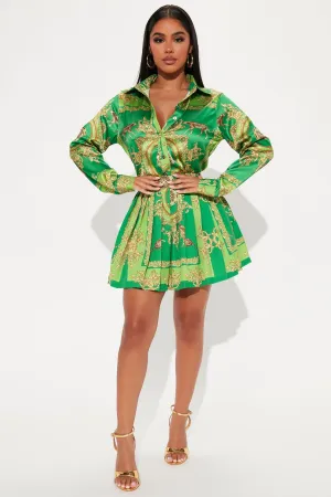 Invested In You Pleated Skirt Set - Green/combo