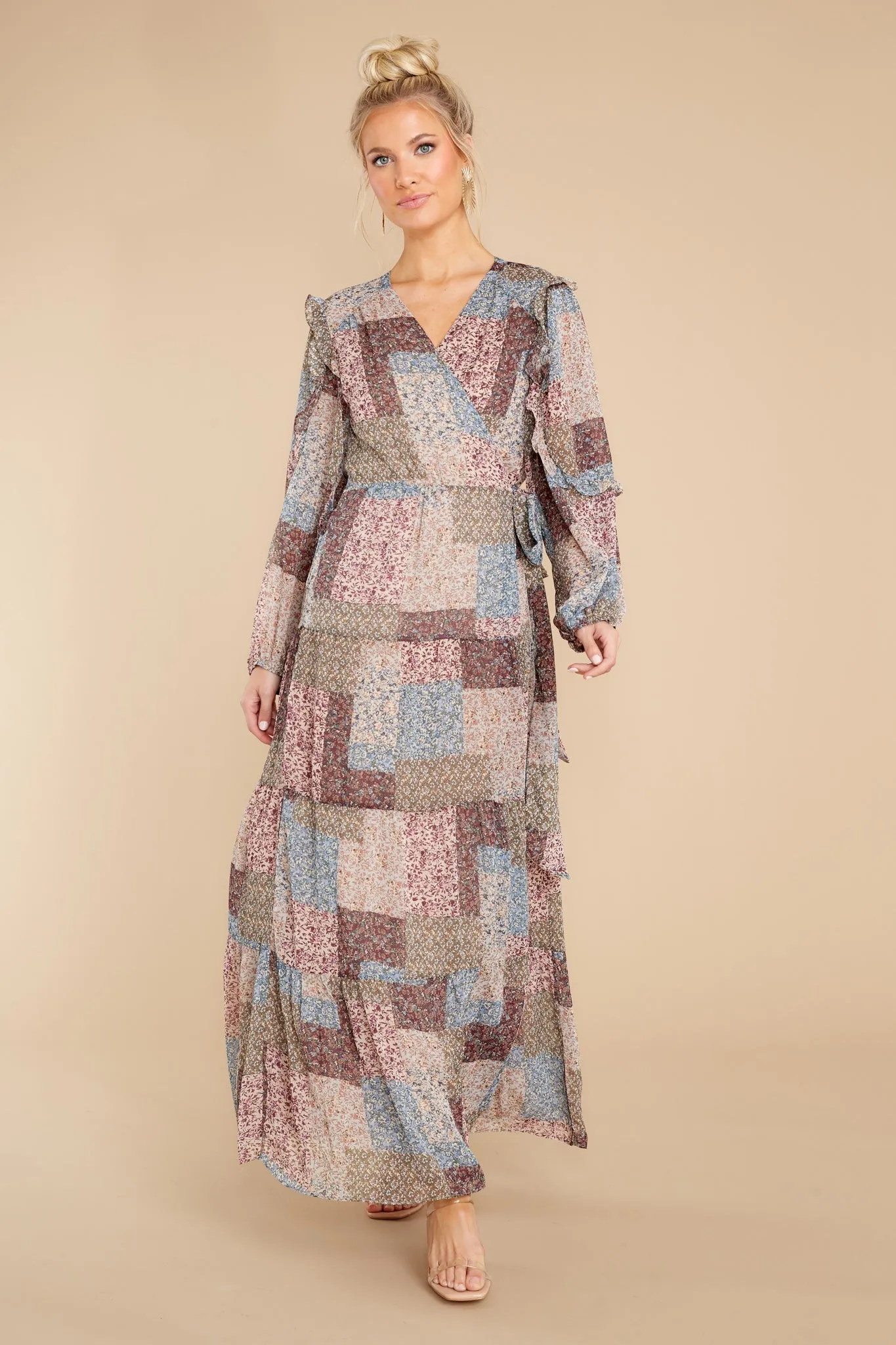 It's About Time Mauve Floral Print Maxi Dress