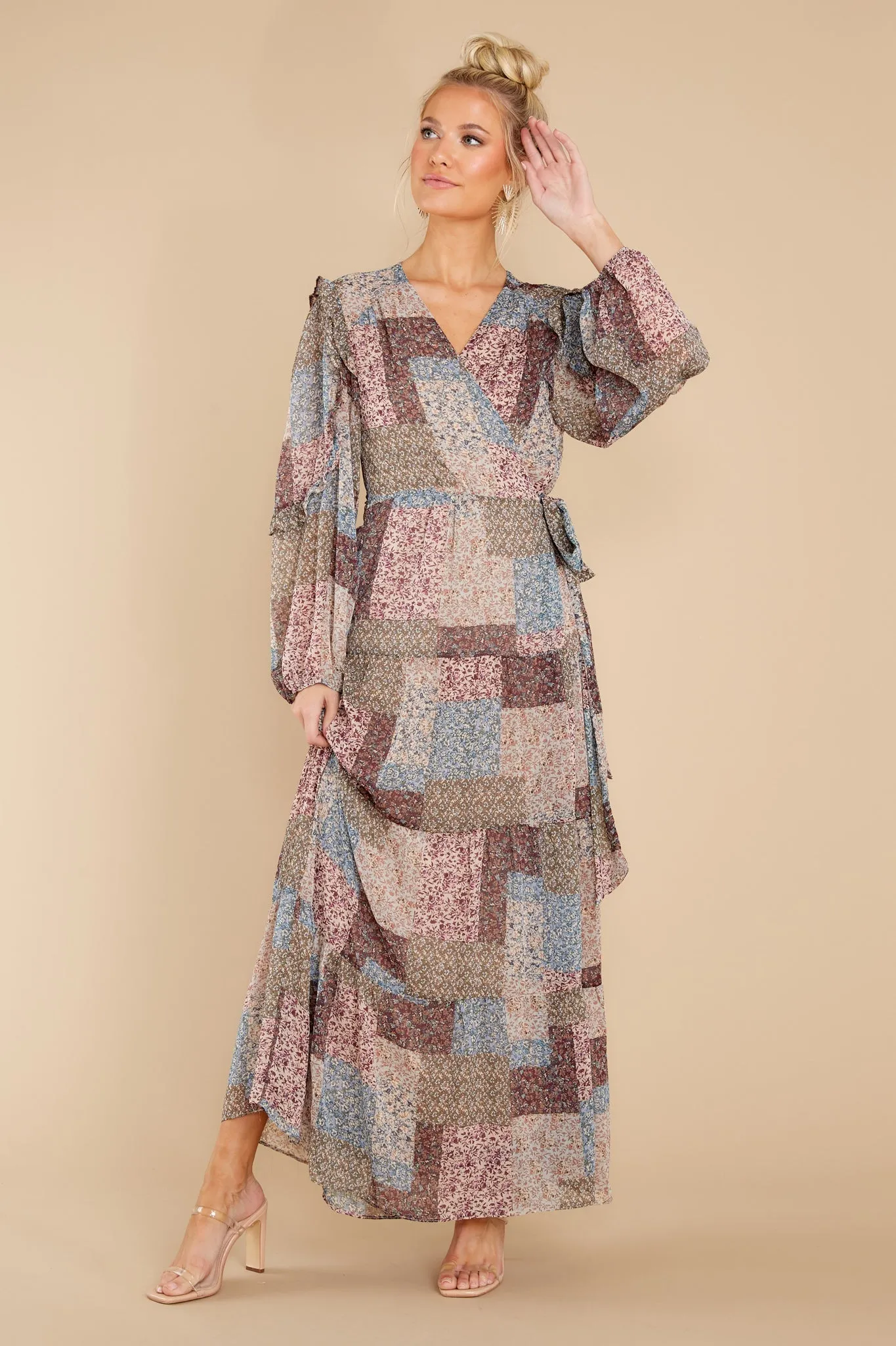 It's About Time Mauve Floral Print Maxi Dress