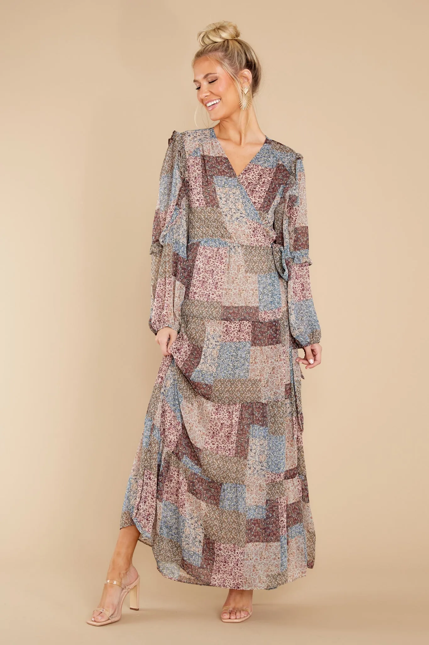 It's About Time Mauve Floral Print Maxi Dress