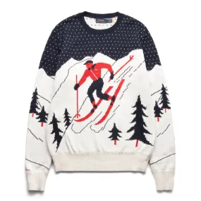 JACQUARD STITCHED SKI MOTIF CREWNECK SWEATER