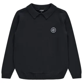 Jaybee Navy Textured Polo Sweater