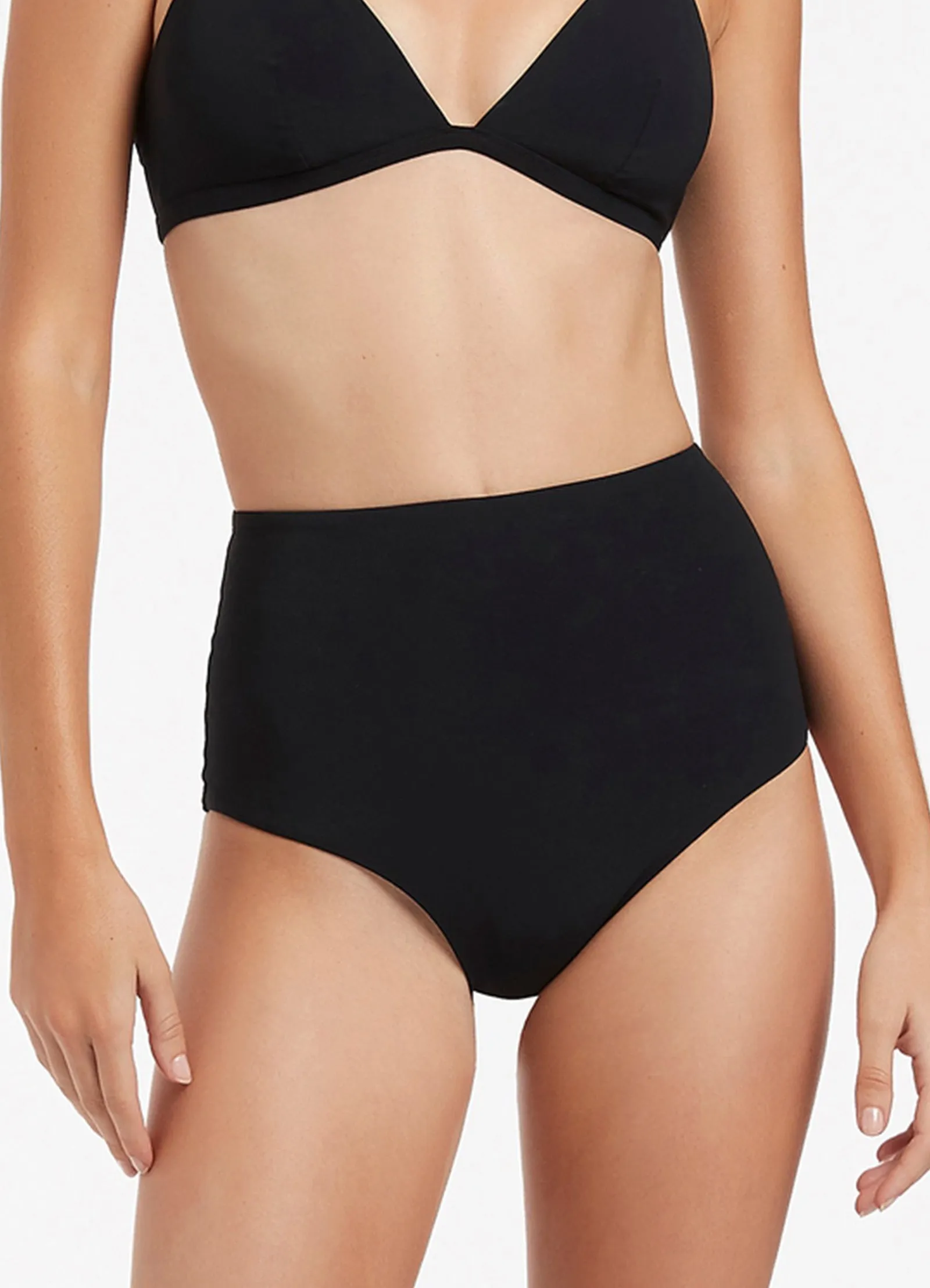 Jetset High Waisted Bikini Bottom - Black