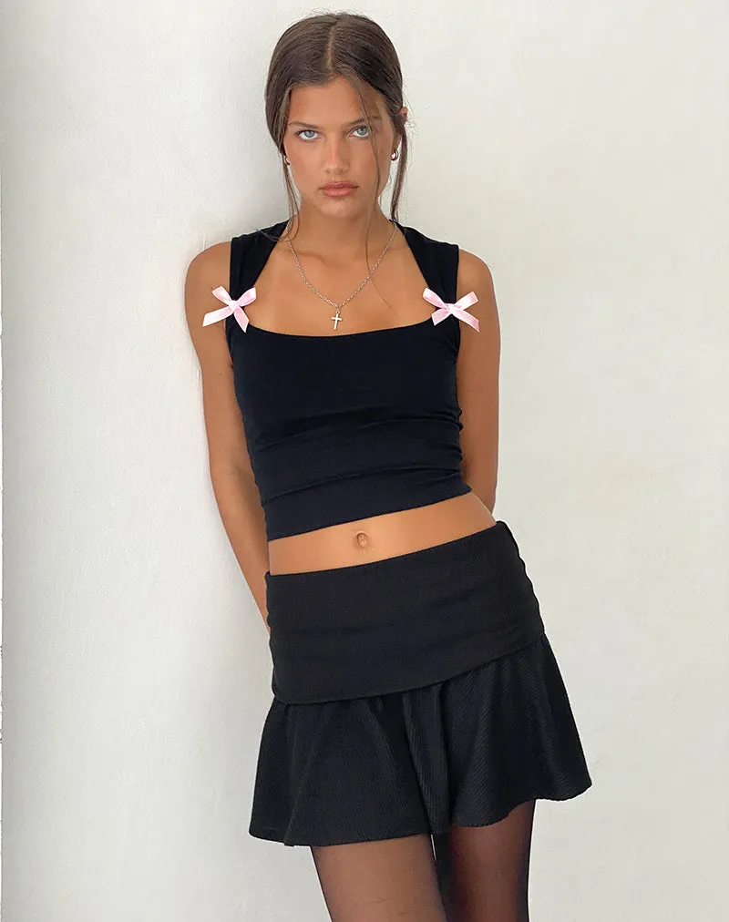 Jiniso Crop top in Black with Pink Bows