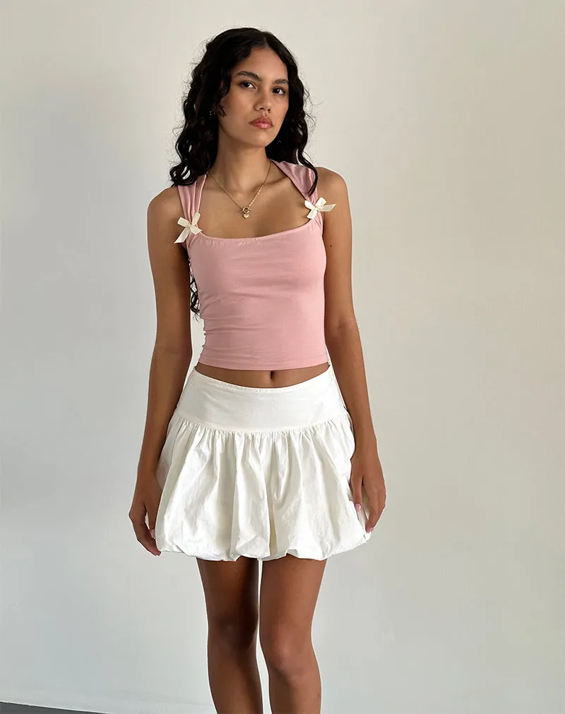 Jiniso Crop Top in Pink Lady with Ivory Bows