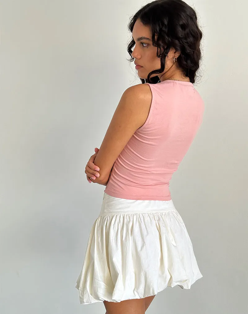 Jiniso Crop Top in Pink Lady with Ivory Bows