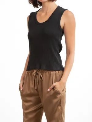 Joan Tank in Wide Rib - Black