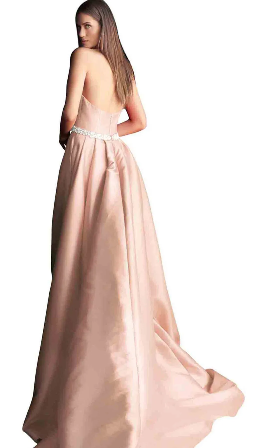 JOVANI 63652 Blush Halter A-Line Dress w/ Slit