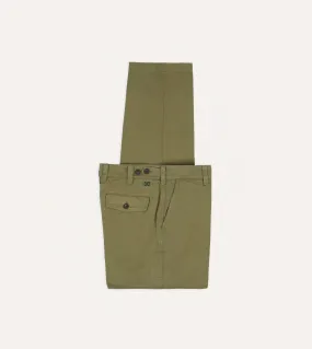 Khaki Cotton Flat Front Chino