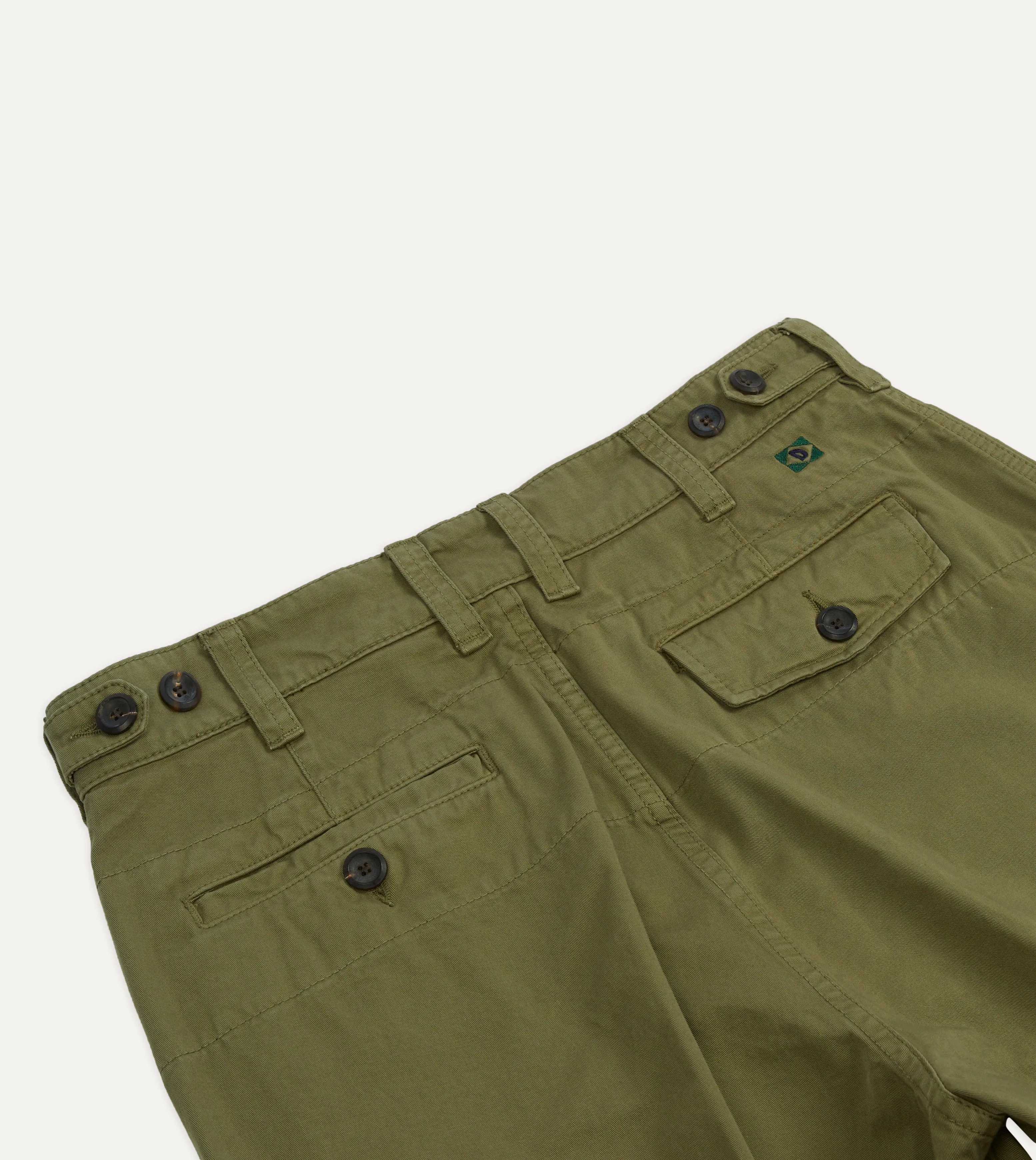 Khaki Cotton Flat Front Chino