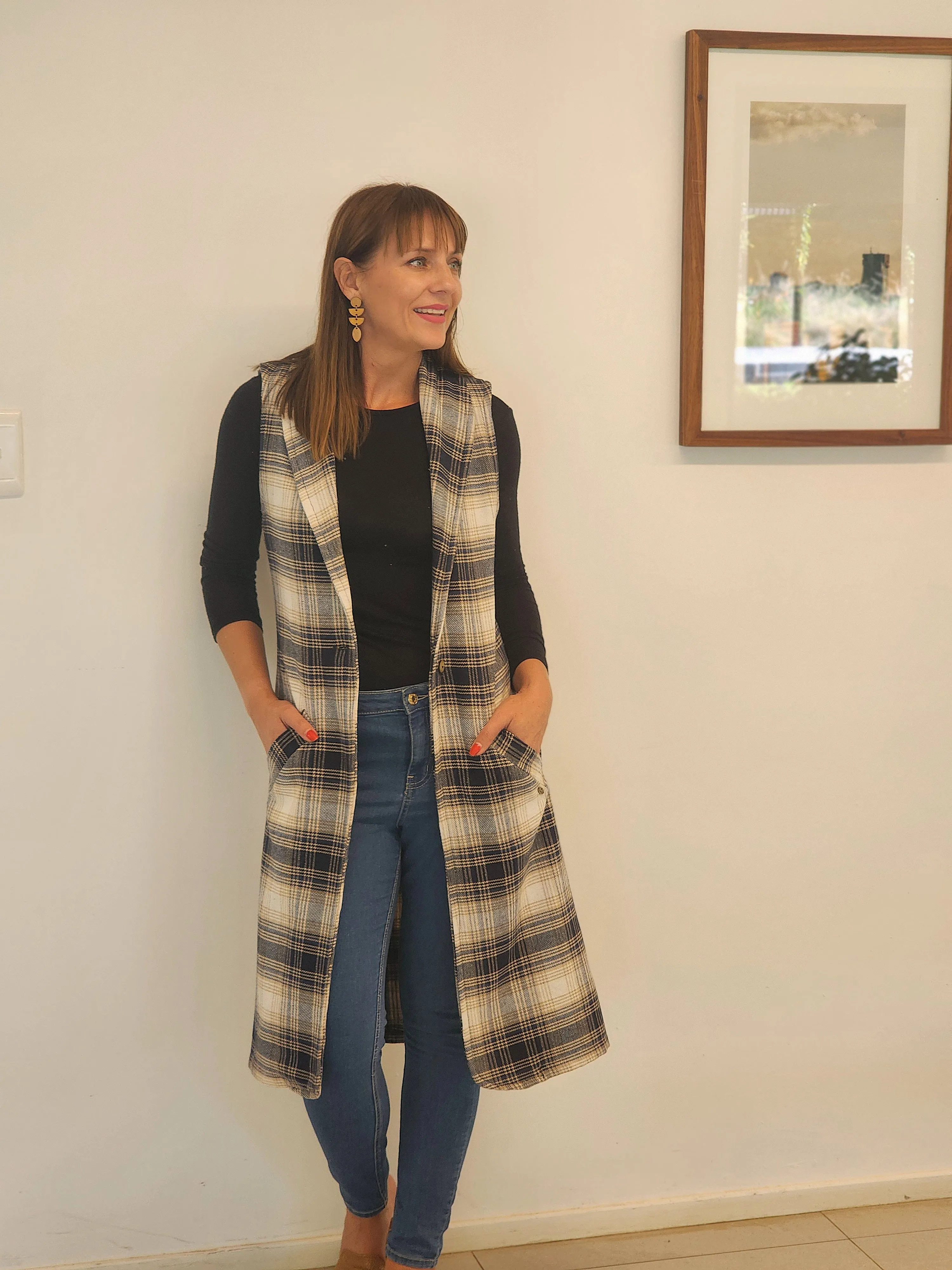 Kim Coat Navy check