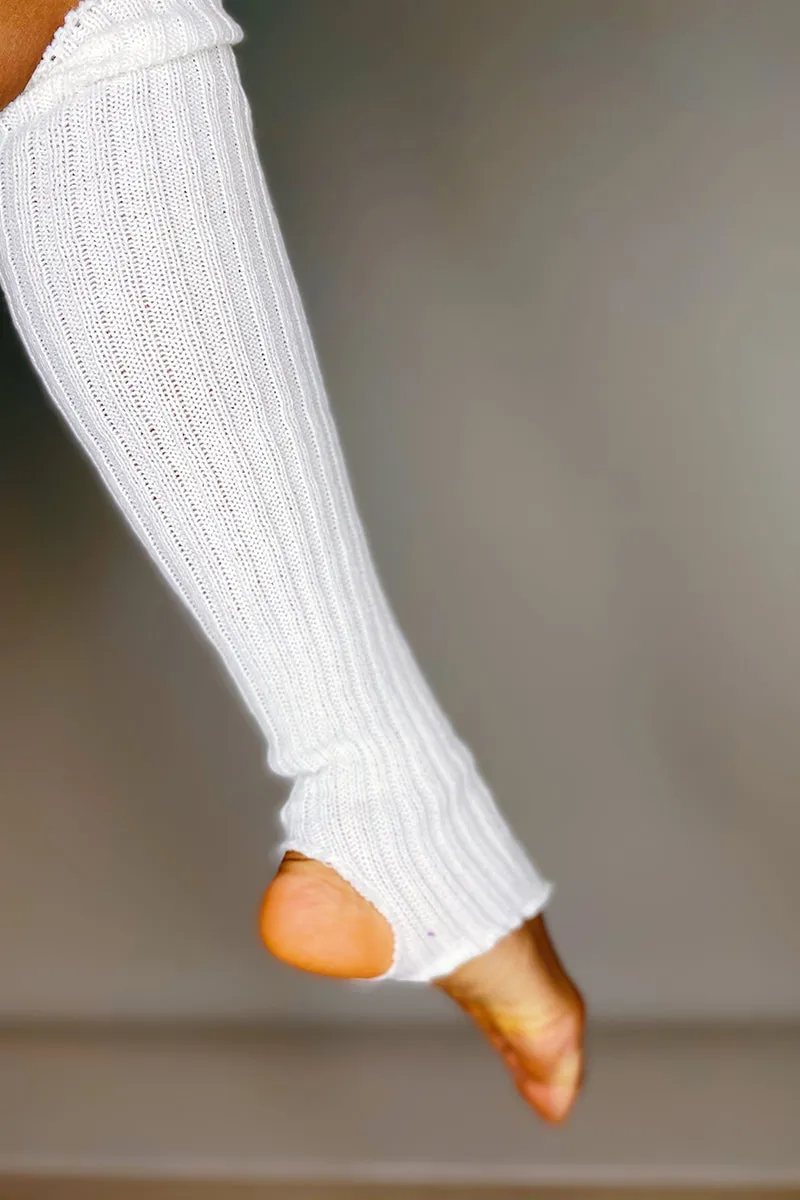 Knee High Stirrup Legwarmers - White