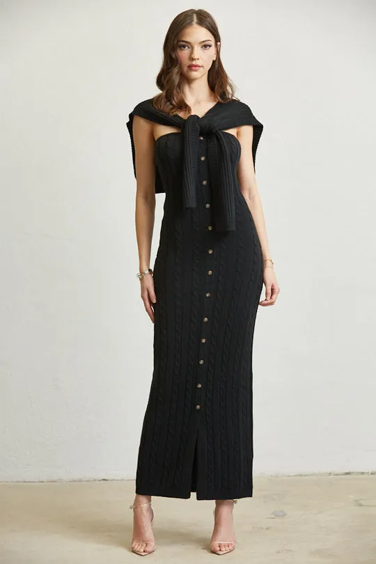 Knitted Shawl Maxi Dress For Women