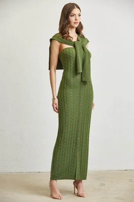 Knitted Shawl Maxi Dress For Women