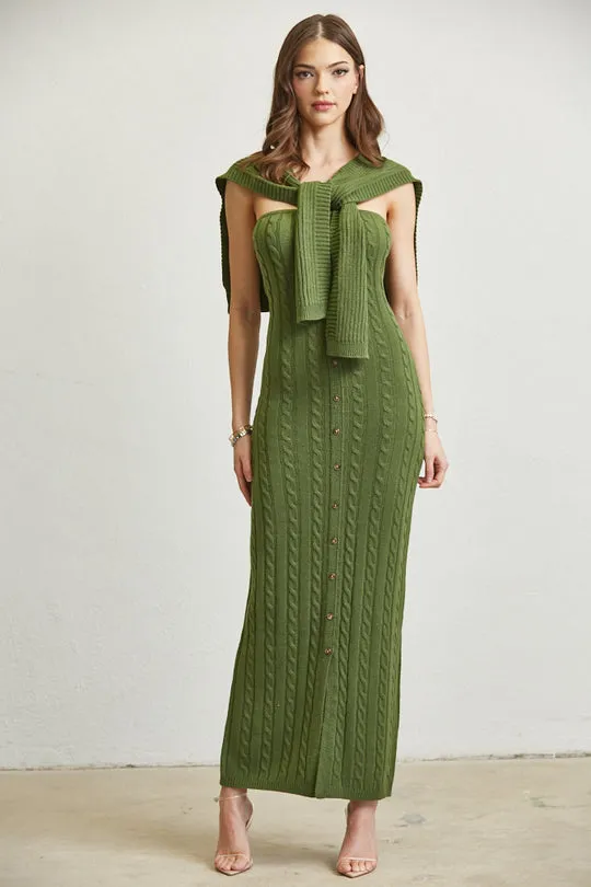 Knitted Shawl Maxi Dress For Women