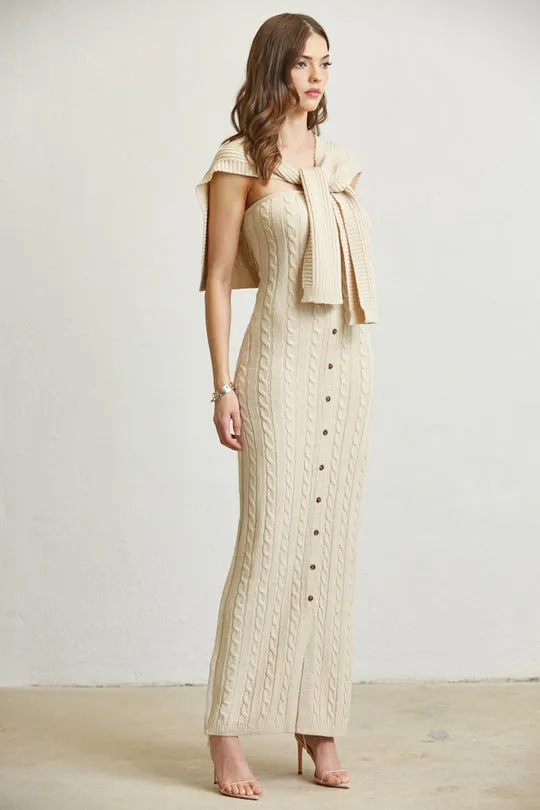 Knitted Shawl Maxi Dress For Women