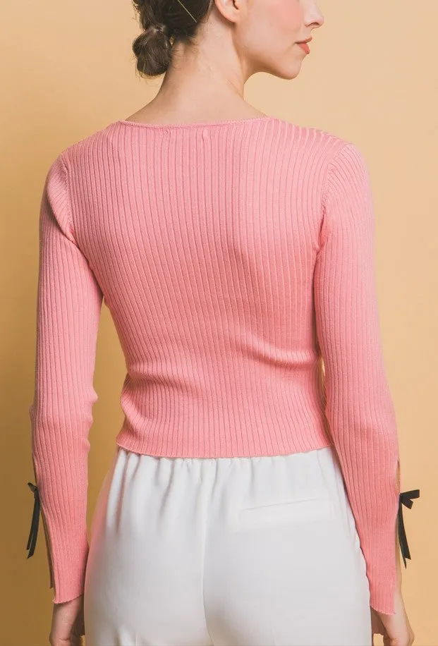 Lace Up Ribbon Sweater