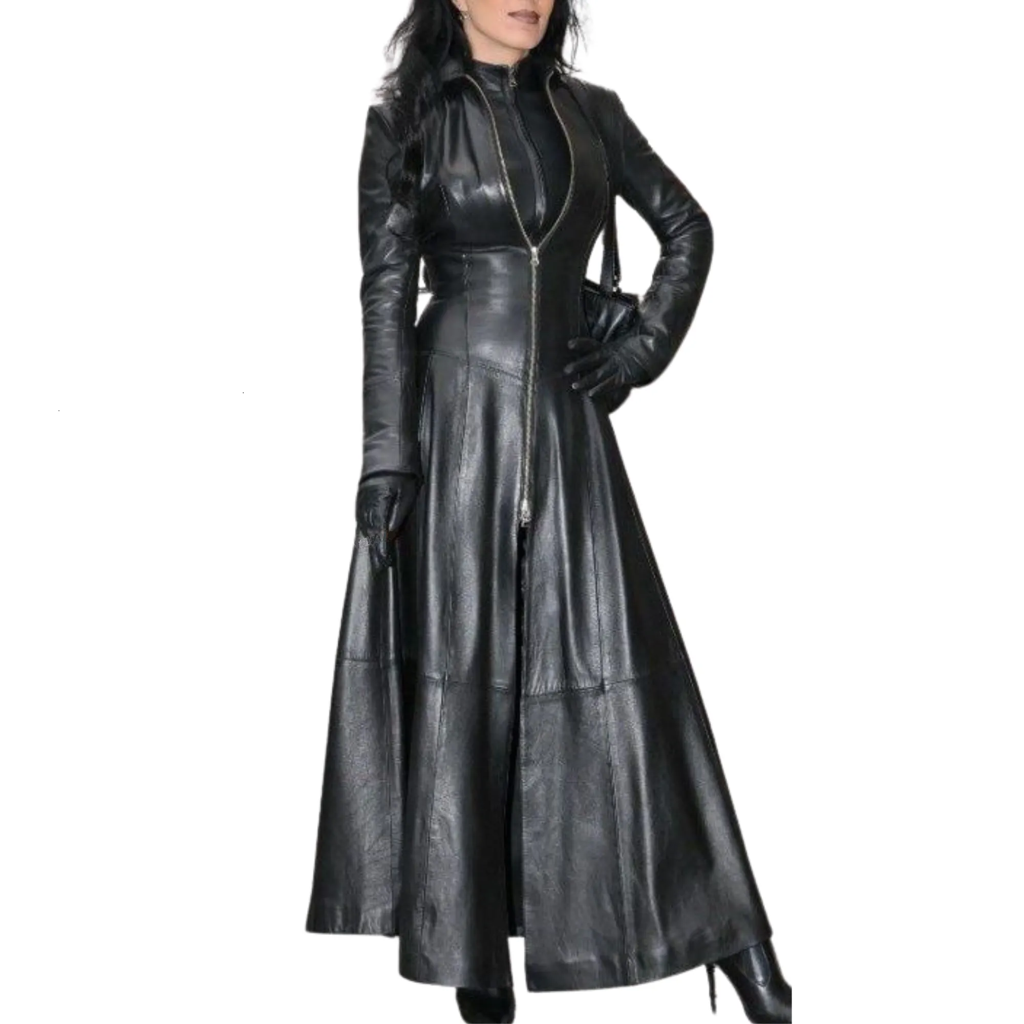 Ladies Black Leather Coat